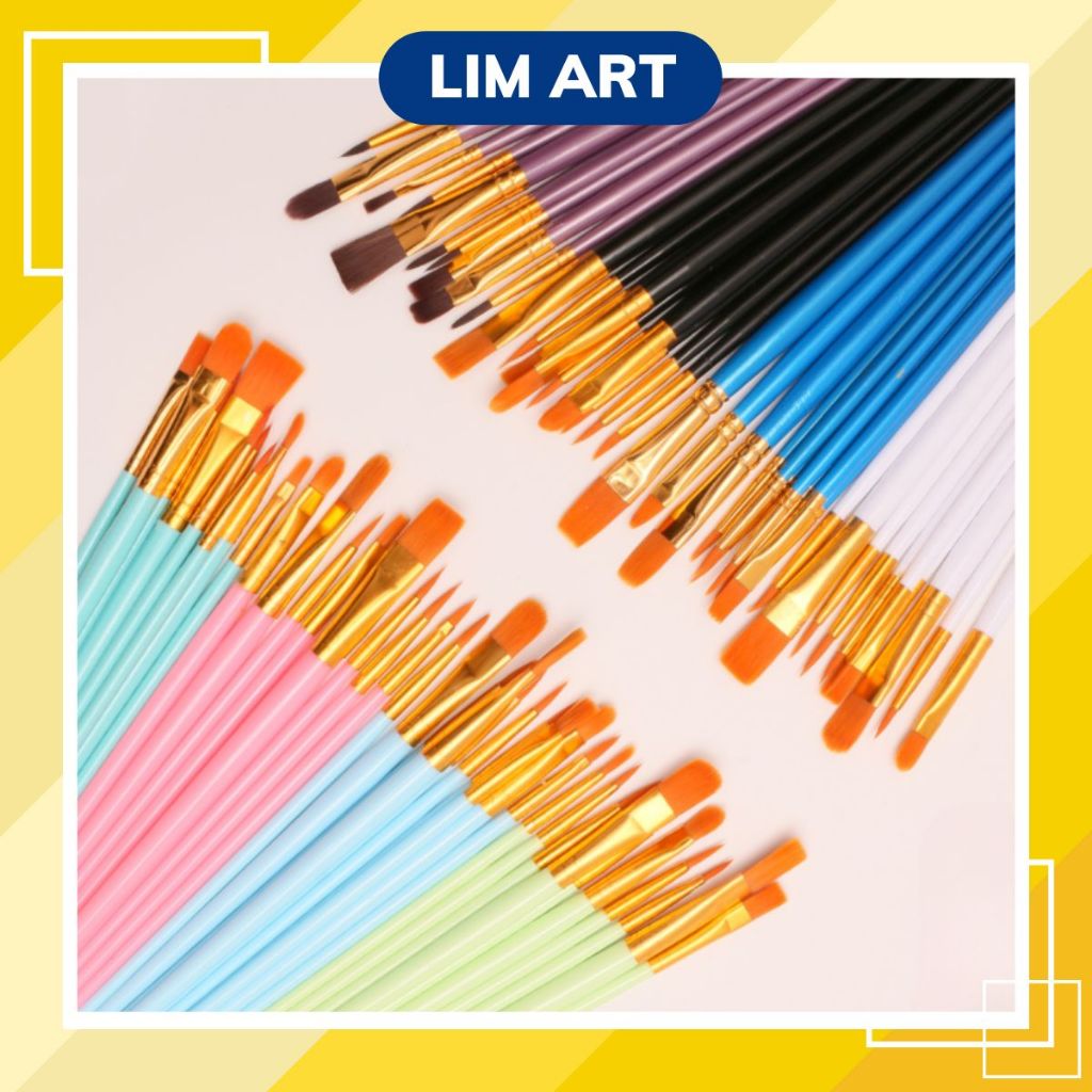 Bộ 10 cọ vẽ màu nước, màu acrylic, goauche, sơn dầu - Set 10 cọ vẽ tranh, tô tranh số hóa, tô tượng LIM ART