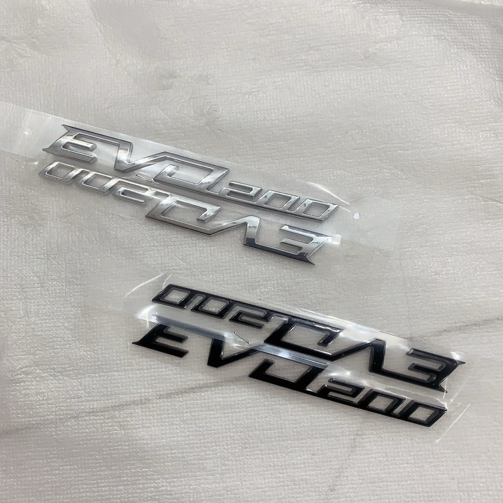 Logo chữ nổi EVO 200 – Tem nổi 3D xi mạ trang trí xe máy điện Vinfast