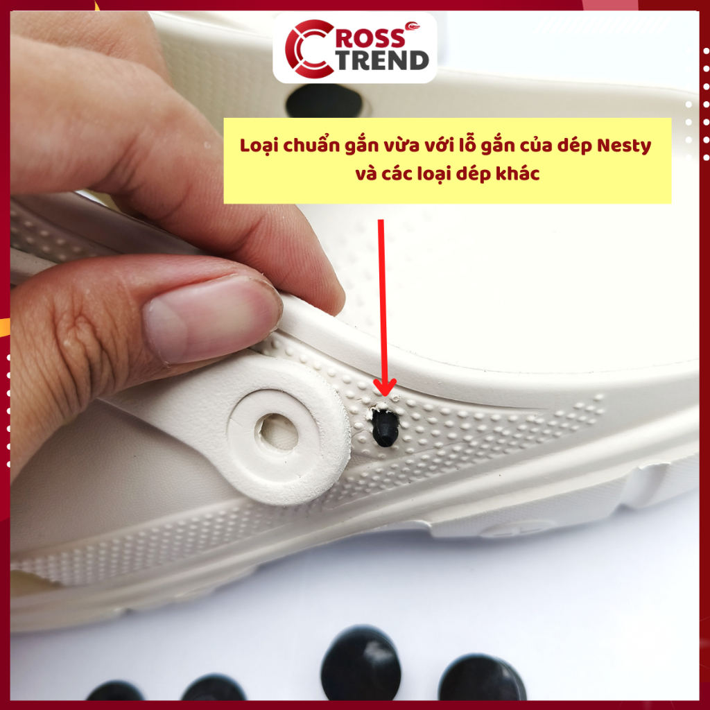 Nút gắn quai dép NESTY, TIPONO, Chốt khóa cài gắn quai dép cross sandal nhựa PVC chắc chắn CROSS TRE