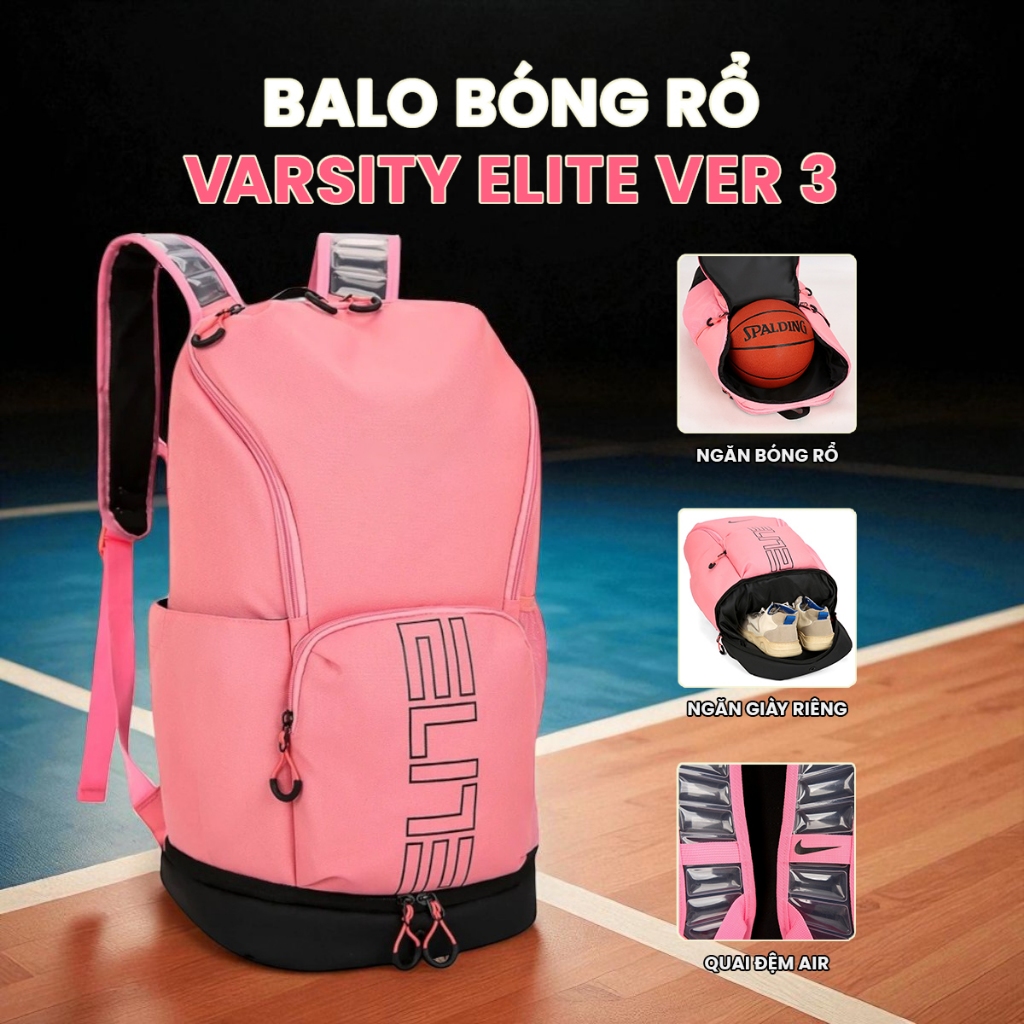 Balo Bóng Rổ Varsity Elite V3 - Ngăn Chữ U Rộng, Ngăn Giày, Bóng Riêng, Bản 2025 Thay Thế Air Hoop E