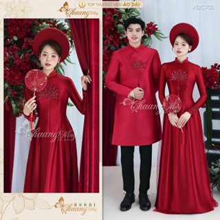  Áo dài cưới cô dâu chú rể Phalê Sen cao cấp ADC703 may sẵn cặp đôi nam nữ dự tiệc hỏi sự kiện lễ đẹp 