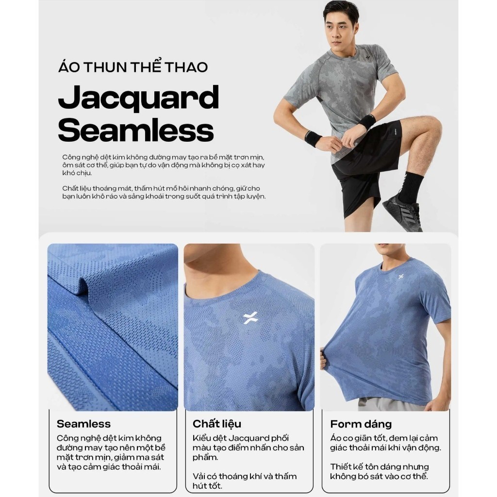 [TẶNG COMBO 2 TẤT]Set thể thao nam Áo thun Jacquard Seamless + Quần short 7 inch Thoáng khí thấm hút Coolmate | BigBuy360 - bigbuy360.vn