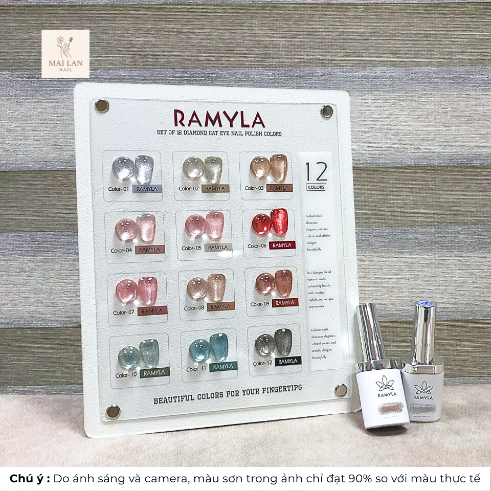 Set sơn gel mắt mèo kim cương 12 màu RAMYLA