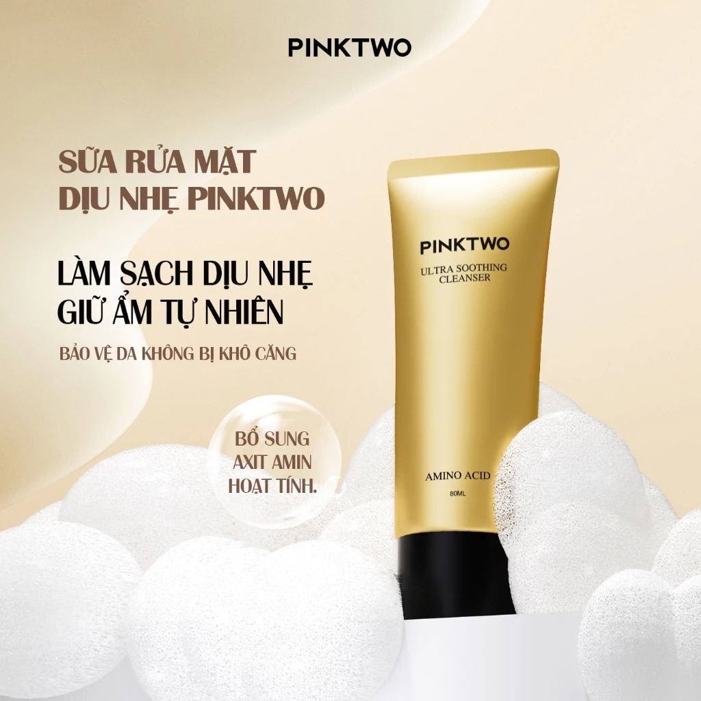 Sữa Rửa Mặt PINKTWO Amino Acid Ultra Soothing Cleanser Giúp Làm Sạch Sâu Dịu Nhẹ Dưỡng Ẩm 80ml