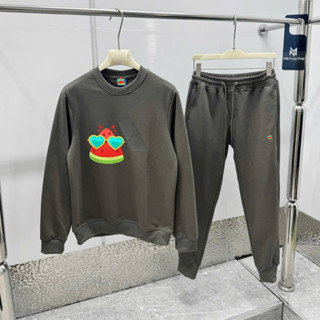  Đồ bộ nam dài tay thu đông PB nỉ chân cua dập logo tam giác chữ cao su nổi dày dặn basic boy phố BD39P 