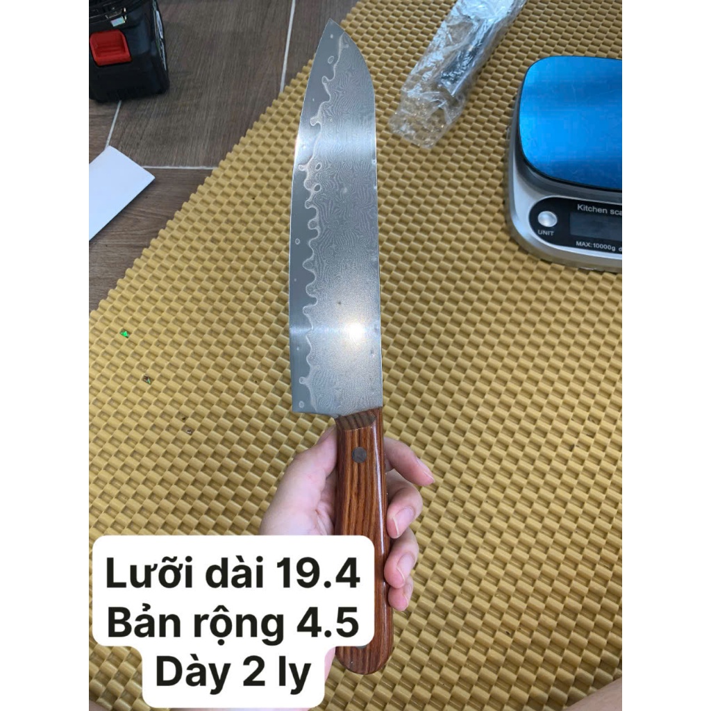 Dao  Santoku 67 Lớp Thép Damascus lõi vg10 nhật bản st03