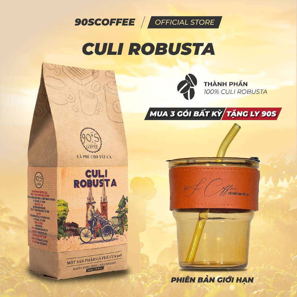 Cà Phê Culi Robusta 90S Coffee Đắng Mạnh Thơm Nồng Hậu Vị Sâu - Cà Phê Rang Mộc Nguyên Chất 100%