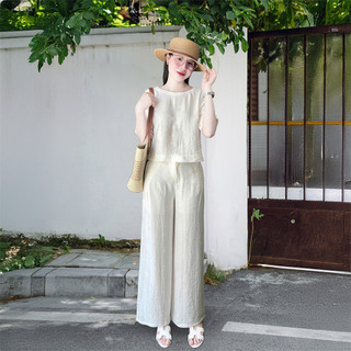  Set bộ nữ HELEN Set đồ nữ quần ống suông lưng thun áo cổ tròn tay lỡ chất liệu đũi tơ xước đã xử lý không co rút 