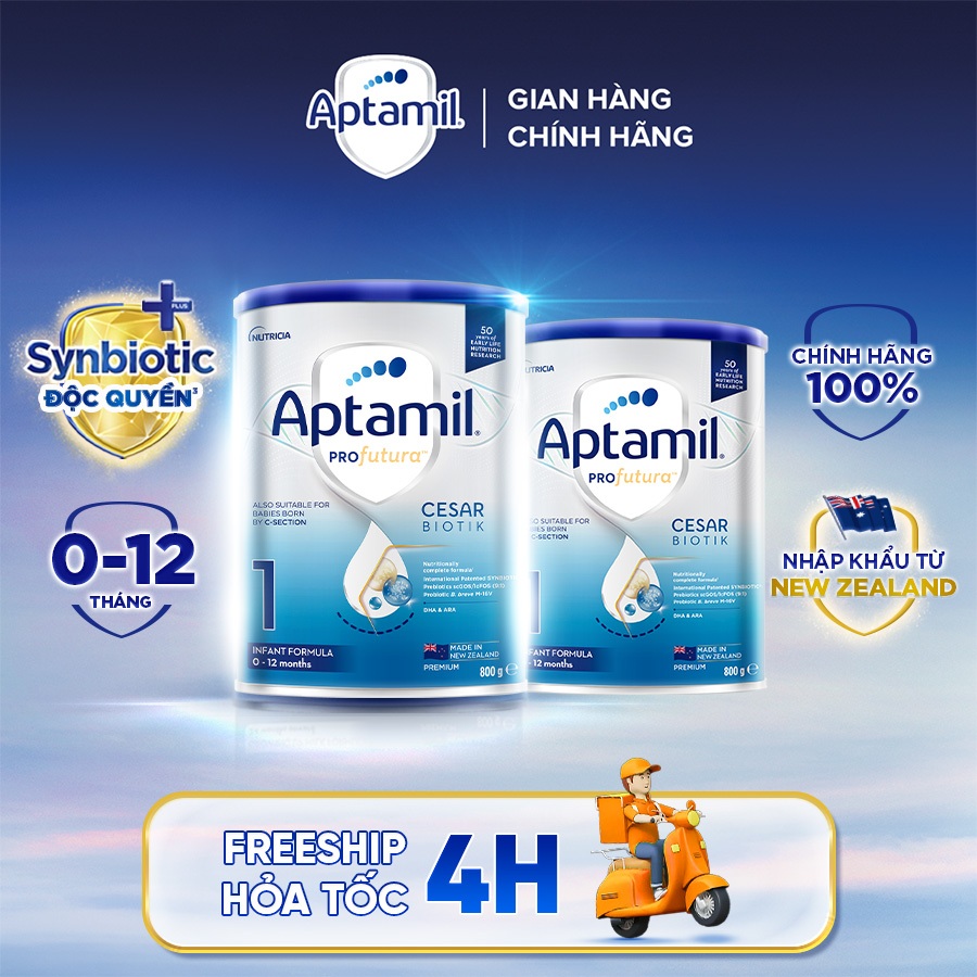 [Hỏa tốc - 0Đ] Combo 2 Sữa bột Aptamil Cesarbiotik New Zealand số 1 - Synbiotic độc quyền