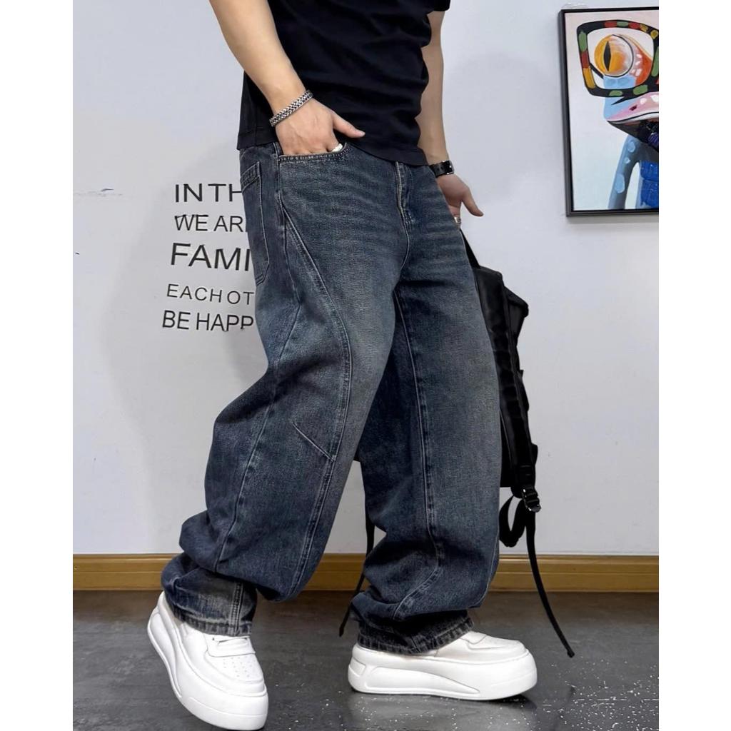 Quần jean nam KENZA FASHION KJ147, Quần nam dài, jean suông dáng ống rộng,họa tiết gân nổi, cá tính, mạnh mẽ.