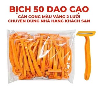    SÉT 50 DAO CẠO Râu màu ngẫu nhiên   Bịch 5 Cây Dao Cạo Râu Cán Dài Vàng 2 Lưỡi Chuyên Dùng Cho Khách Sạn Reso Nhà Nghỉ 