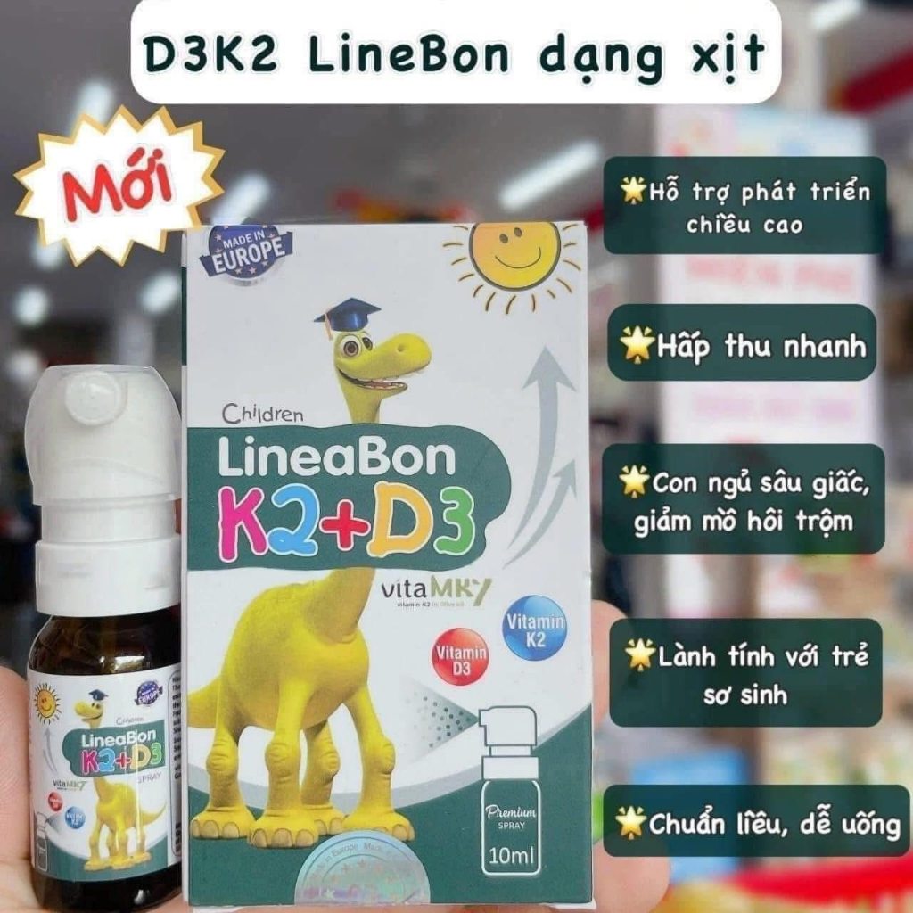 [Mua 1 tặng 1, mua nhiều tặng nhiều] Lineabon vitamin D3 K2 dạng xịt