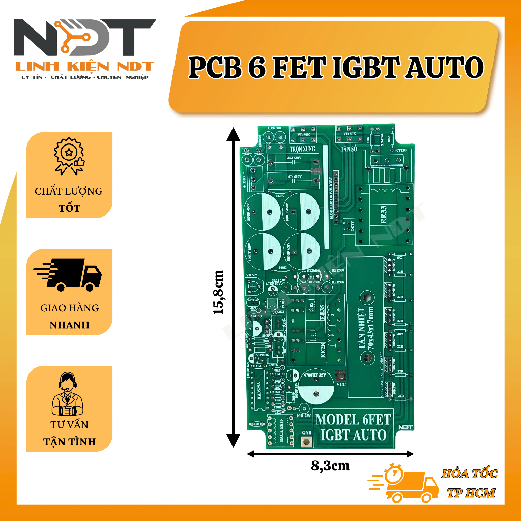 PCB Mạch In Kích 6 FET IGBT AUTO - NDT Electronics