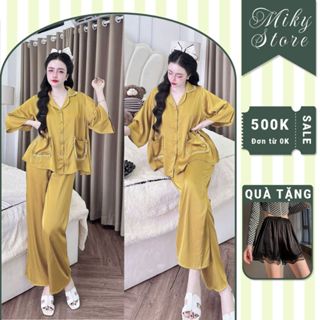 Đồ Ngủ Pijama Bigsize MIKY 1, Đồ Ngủ Bigsize lụa Latin cao cấp mềm mại xinh xắn < 70KG