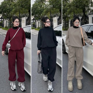 Set bộ NỈ 2DA dày dặn Loại 1 có Bigsize❤LEESHU❤ Bộ nỉ thu đông chất liệu nỉ 2 da không rụng lông thể thao bo chun gấu