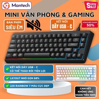  Bàn Phím Silent Freewolf M68SE - Layout 68 % Mini LED Rainbow Kết Nối USB-C Tháo Rời Tiện Lợi 