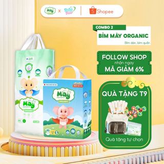 (Combo 2) Bỉm quần, bỉm dán Mây Organic Size S/M/L/XL/XXL dành cho bé từ 6kg, Siêu mỏng 2mm, Chống tràn hiệu quả