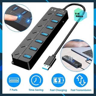  Bộ Chia cổng Sạc Dữ Liệu USB 3.0 4 7 Cổng USB3.0 5Gbps Có Nút Công Tắc Riêng Đèn LED Laptop PC PS4 Ổ Cứng SSD 