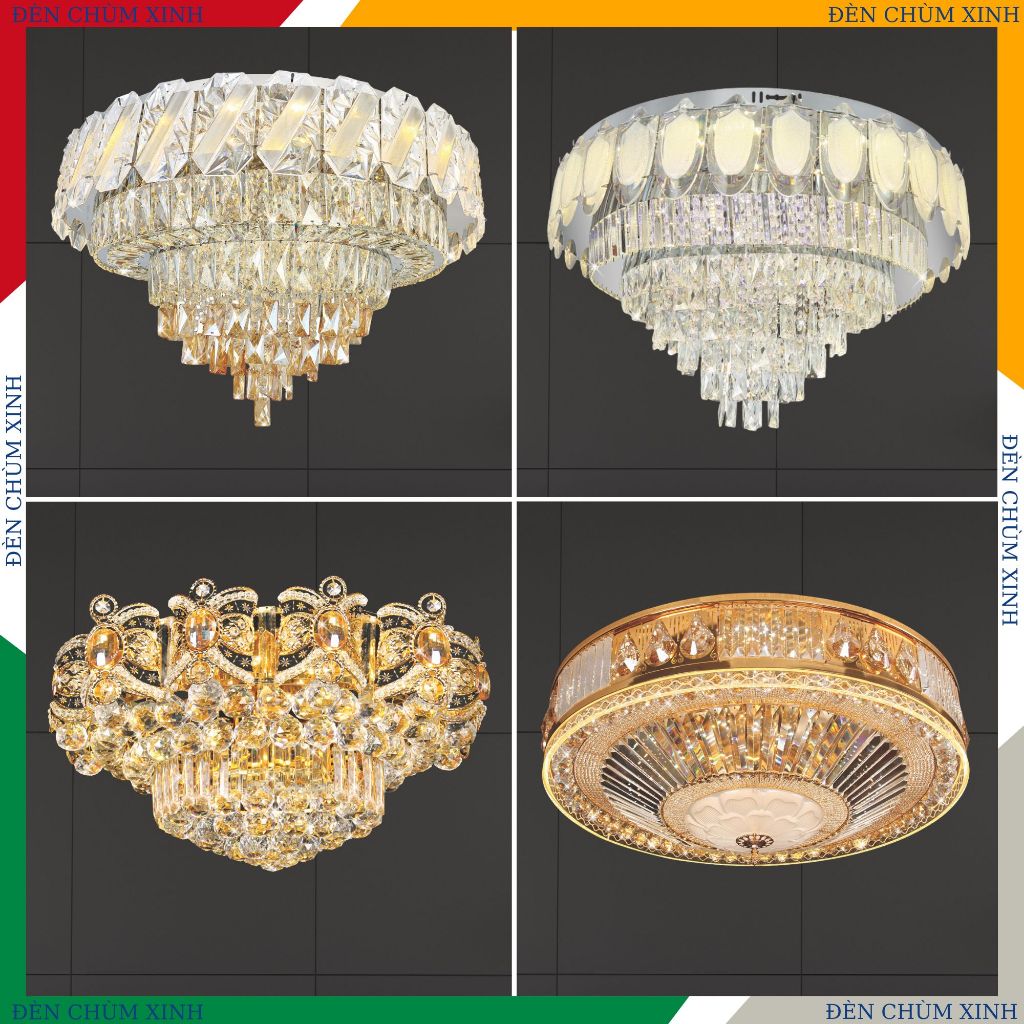 [ ĐÈN CHÙM XINH ] Đèn mâm pha lê, đèn ốp trần led NC-827, NC-828, NC-9133A, NC-28919C chính hãng