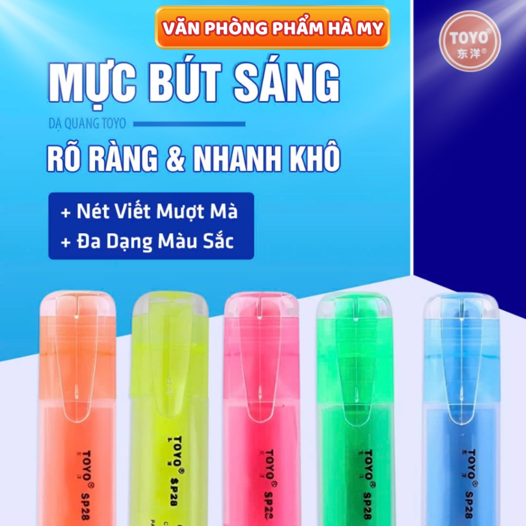 Combo 5 Cây Bút Dạ Quang Toyo SP25 Màu Mực Tươi Sáng, Phản Quang Tốt