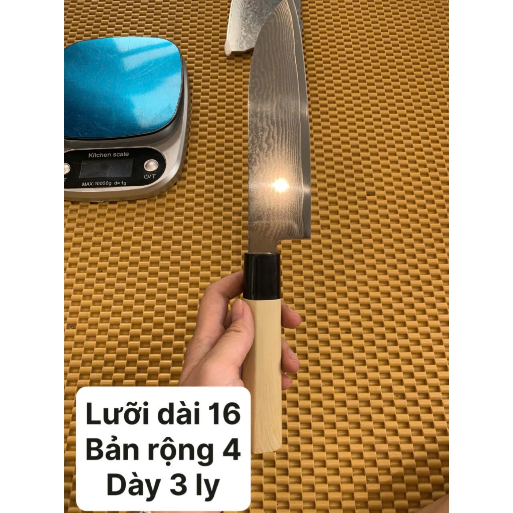 Dao  Santoku 67 Lớp Thép Damascus lõi vg10 nhật bản
