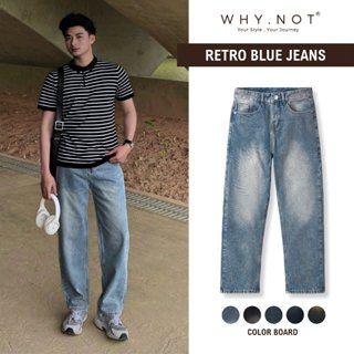 [CÓ BIGSIZE] Quần Jean Nam Xanh Retro WHY NOT Retro Jeans, Quần Bò Ống Suông Rộng Nam Dáng Regular