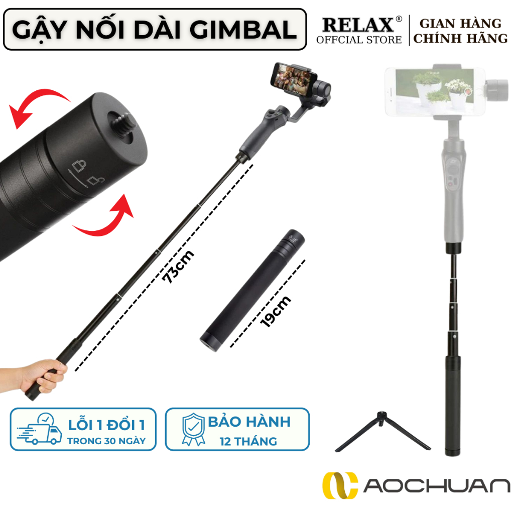 Gậy nối dài gimbal điện thoại kéo dài 73 cm và 130cm Hợp kim nhôm size ốc 1/4 inch