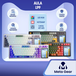 [CHÍNH HÃNG] Bàn phím cơ Aula L99 - Bàn phím không dây Led RGB, Màn hình cảm ứng tích hợp Driver, 3 mode kết nối