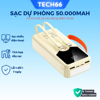  Pin sạc dự phòng dung lượng 50000mah sạc nhanh 22,5W có dây cắm nhiều điện thoại - Gutek GT240 