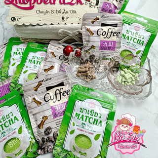 Kẹo xê matcha hình xương chó, kẹo xê hương matcha