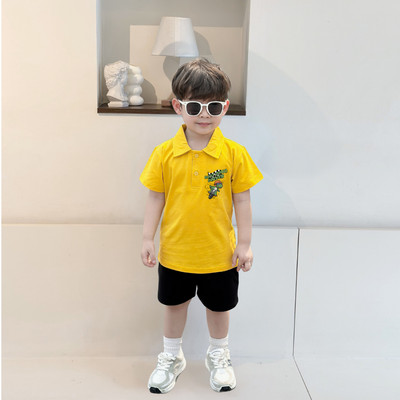 Áo polo bé trai in hình khủng long nhiều màu chất cotton 4 chiều  - Áo thun có cổ cho bé Loza Kids PL3236
