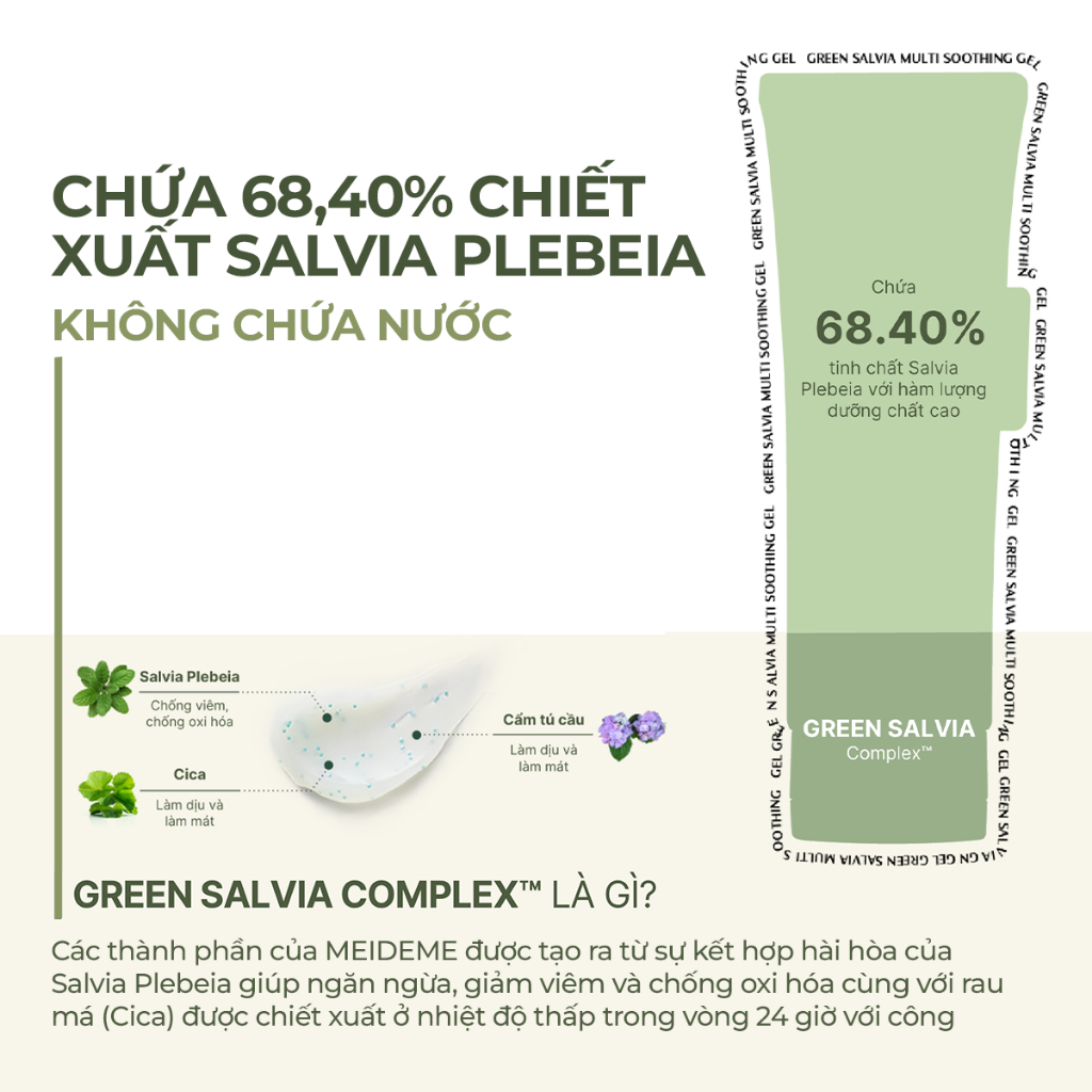 Gel làm dịu phục hồi cấp tốc cho da nhạy cảm - MEIDEME Green Salvia Multi Soothing Gel 70ml | BigBuy360 - bigbuy360.vn