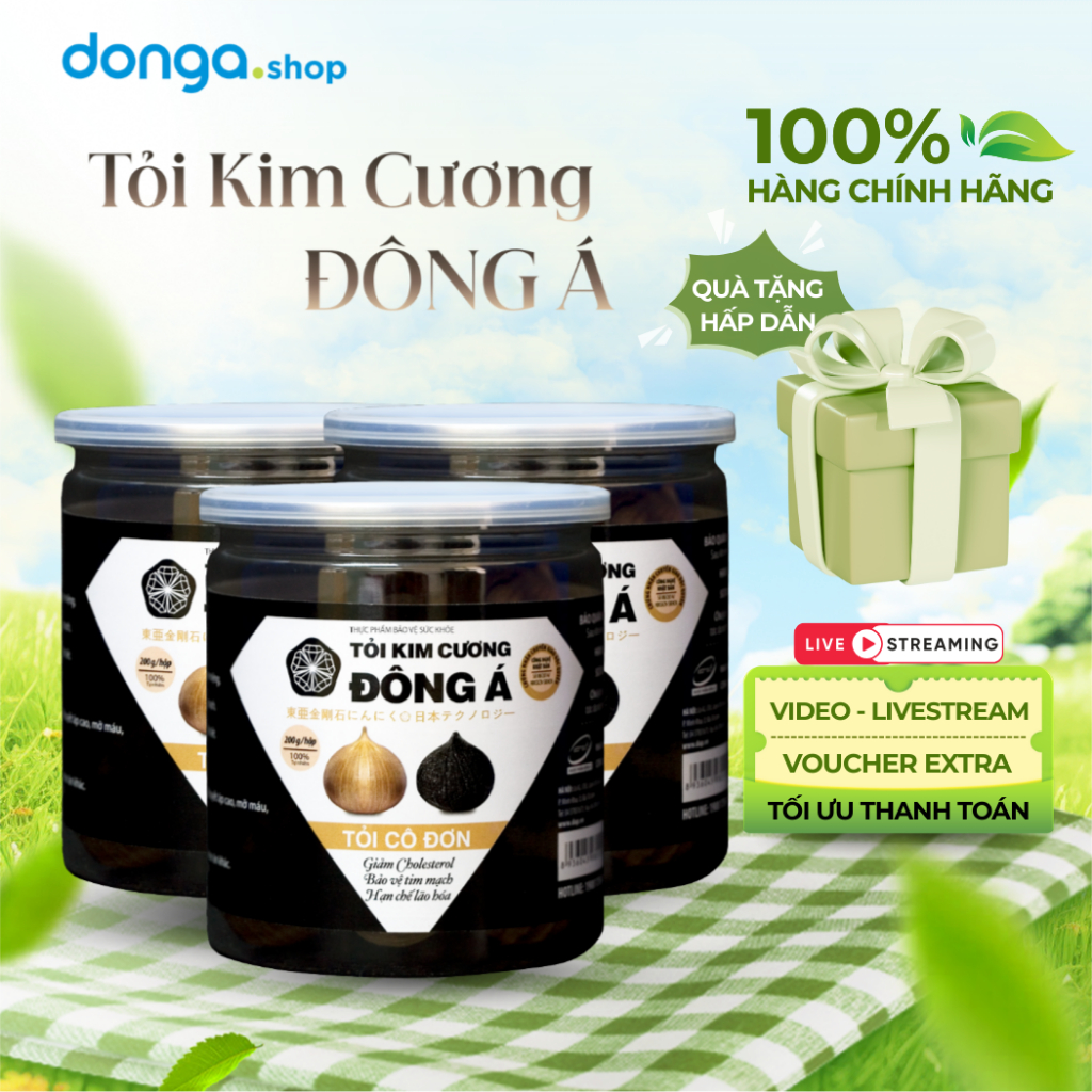 [Chính hãng] Tỏi đen cô đơn - Tỏi Kim Cương Đông Á hộp 200g - Hỗ trợ đề kháng, tiêu hóa, tim mạch