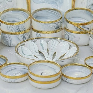  Thìa Sứ Viền Vàng Đủ Màu - Thìa Súp Muỗng Ăn Cơm Bằng Sứ Cao Cấp. 