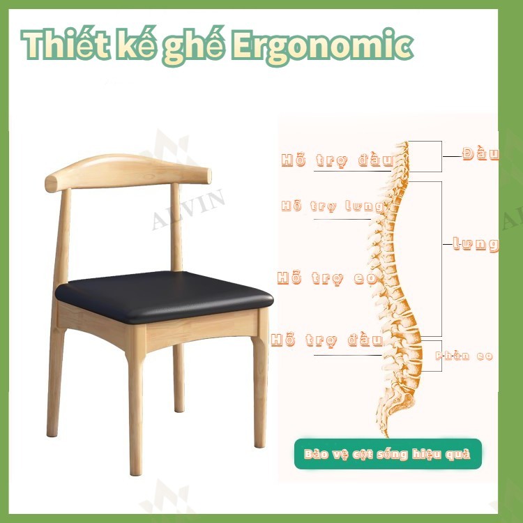 ALVIN ghế gỗ Ăn Bắc Âu Ghế Làm Việc Ghế làm việc đệm Cao Cấp Phong Cách Hiện Đại Thông Minh Phù Hợp | BigBuy360 - bigbuy360.vn