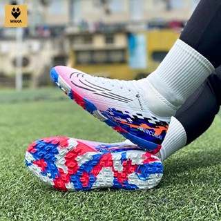  Giày đá bóng Wakafly đế cao su TF_Giày bóng đá cổ cao Wakafly đế đệm EVA sân nhân tạo  khâu full đế  