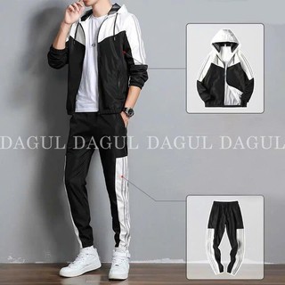  DAGUL Bộ Gió Đồ Bộ Nam Nữ DAGUL Nam Nữ Phối Viền Lót Lưới Pha Màu Cách Điệu Túi Quần Và Túi Áo Có Dây Kéo Khóa Cản Gió V 