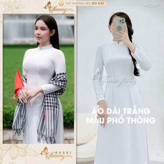 Áo dài trắng nữ học sinh cấp 3 đi học truyền thống thân Lụa 2 lớp dày dặn thấm hút tốt đẹp ADC437