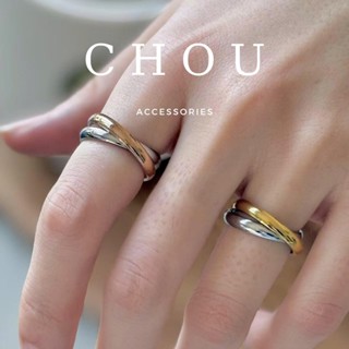  Nhẫn Titan Không Đen Gỉ Xoắn Đôi | CHOU ACCESSORIES | 
