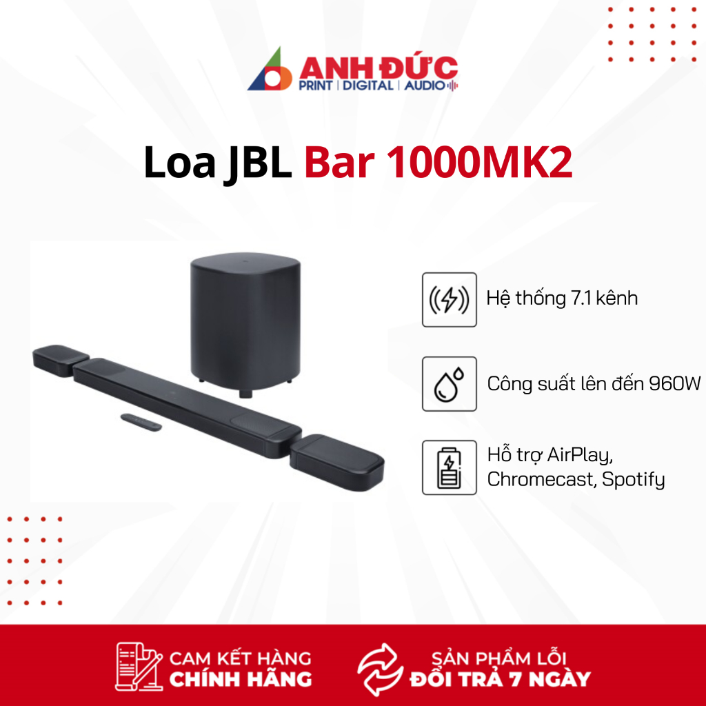 Loa JBL Bar 1000MK2 - Hàng Chính Hãng PGI