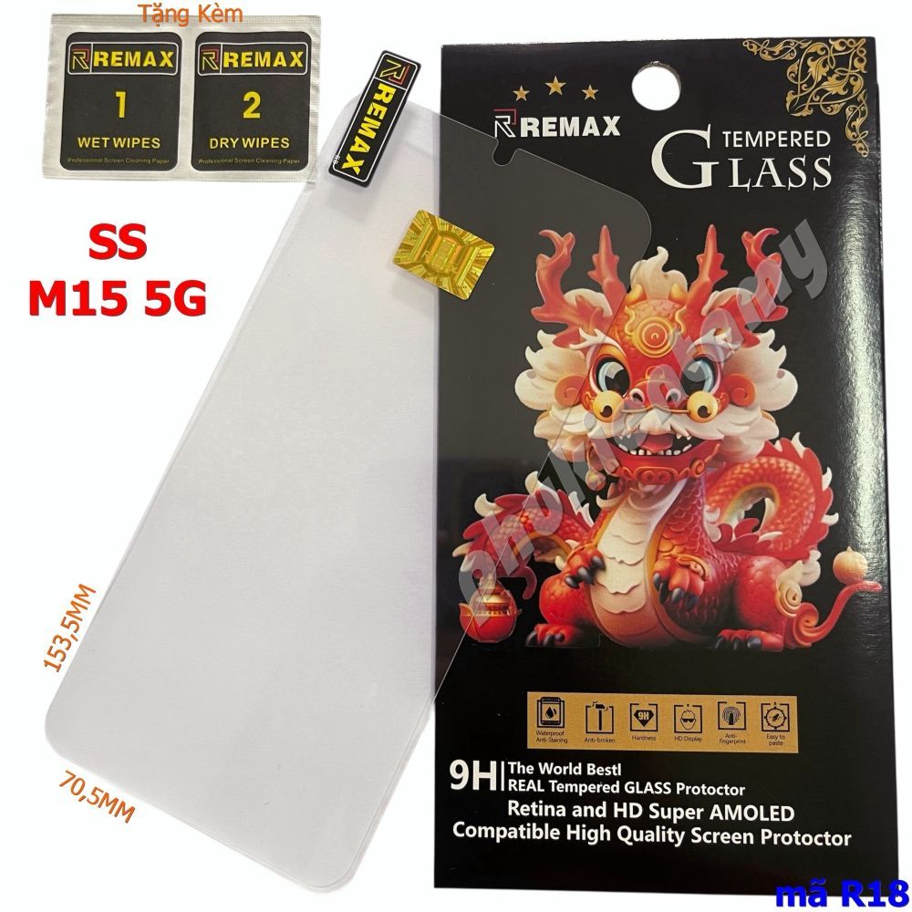 (R18) Miếng Dán Cường Lực Samsung M15 5G Trong Suốt Remax