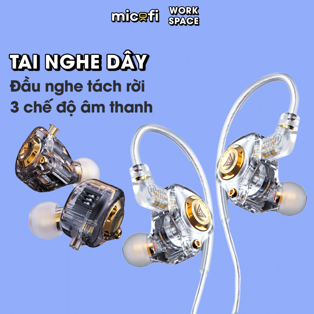 Tai Nghe QKZ Có Dây Micofi, Tai Nghe Nhét Tai Gaming PC Laptop Điện Thoại Có Mic Công Thái Học Bass Mạnh Cắm Jack 3.5MM