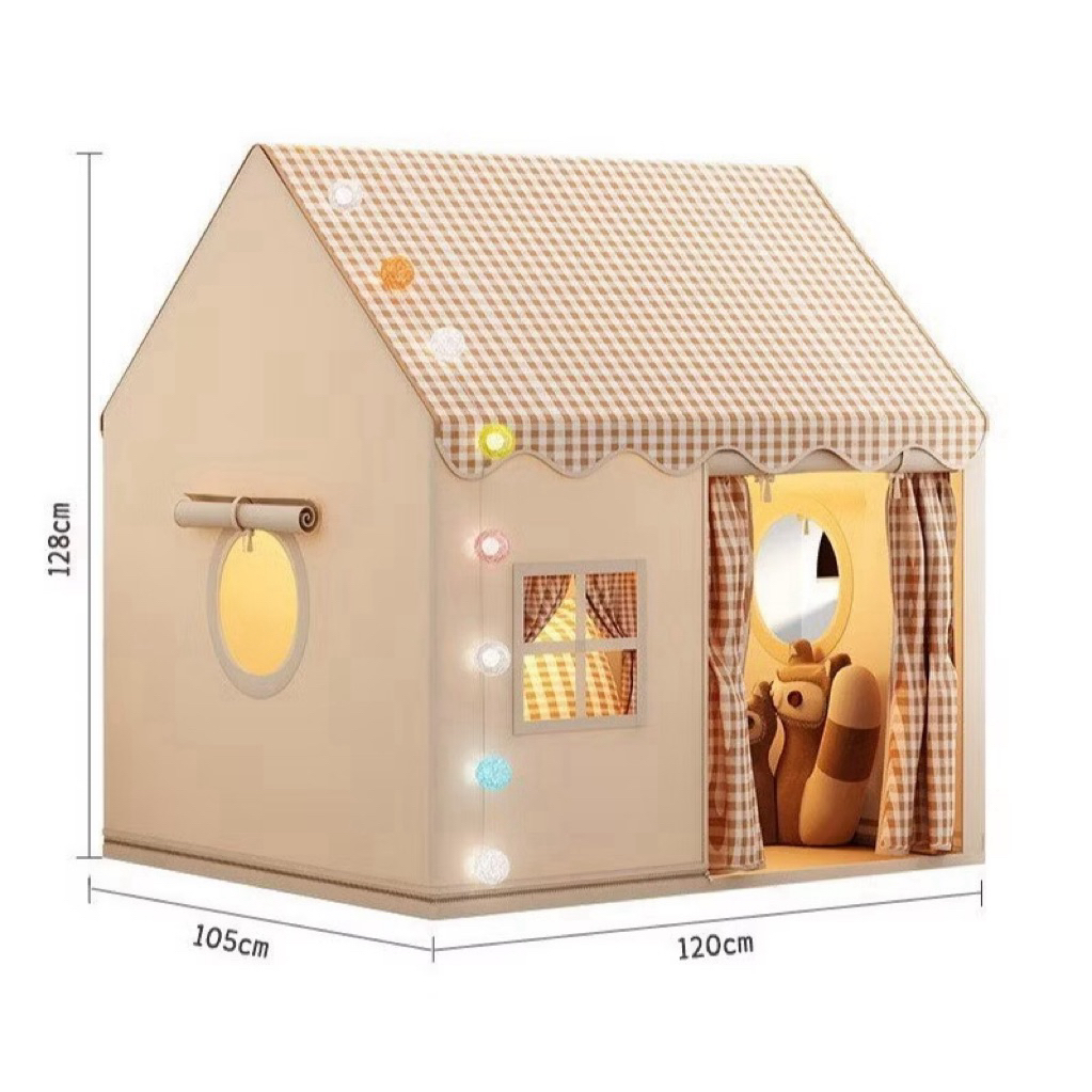 Lều kẻ caro khung kim loại công chúa hoàng tử cho bé