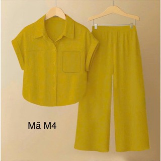  Bộ Đũi Nữ Tay Cộc Quần Dài Chất Liệu Đũi Tơ Cao Cấp full sz 40-75kg-001 
