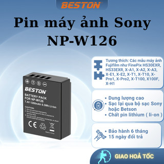 Bộ Pin NP-W126 1260mAh + Sạc Beston Dùng Cho Máy Ảnh Fujifilm X-T20 X-T10 X-T100 X100F X-H1 X-T3 X-T2 X-T1 X-A5 X-A3