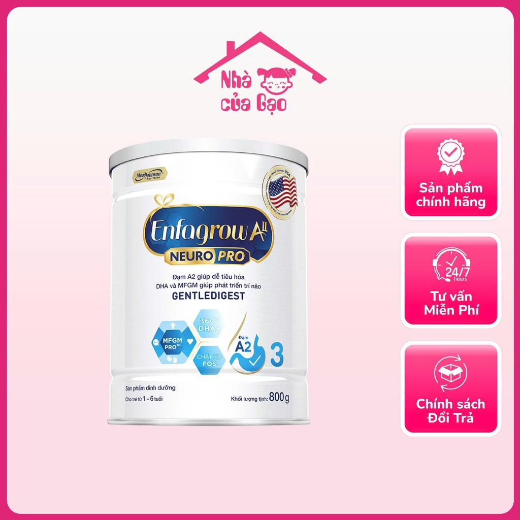 [Chính Hãng] Sữa Enfamil A2 NeuroPro Mỹ Số 3 800g - Tăng Đề Kháng & Phát Triển Trí Não | Nhà Của Gạo