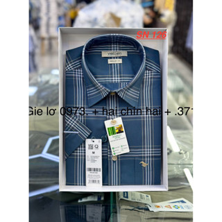 Sơ mi Nam Tay ngắn Lai Ngang hoạ tiết Caro Việt Tiến Chính hãng (CHƯA BAO GỒM TÚI VÀ HỘP ĐỰNG)Chất liệu sợi Tre mát mịn