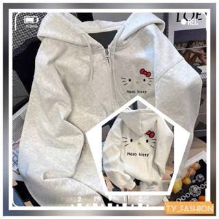  Áo Khoác Cho Nữ HeLLo Kitty Grom Rộng Chất Nỉ Bông 1 Lớp   có túi trong  Mũ To Rộng 2 lớp 30-70kg 