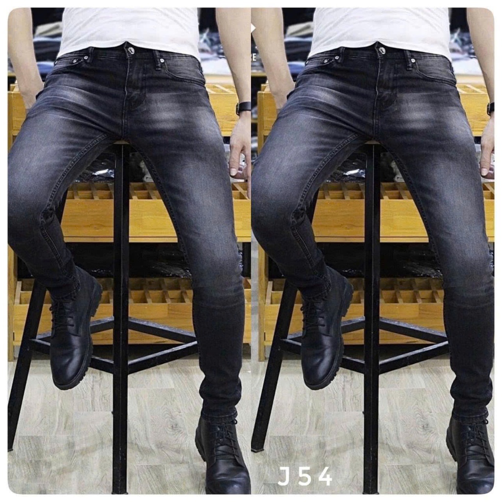 Quần bò jean dài nam trơn xước nhẹ màu xám wash Q54 Form Skinny mới co dãn 4 chiều