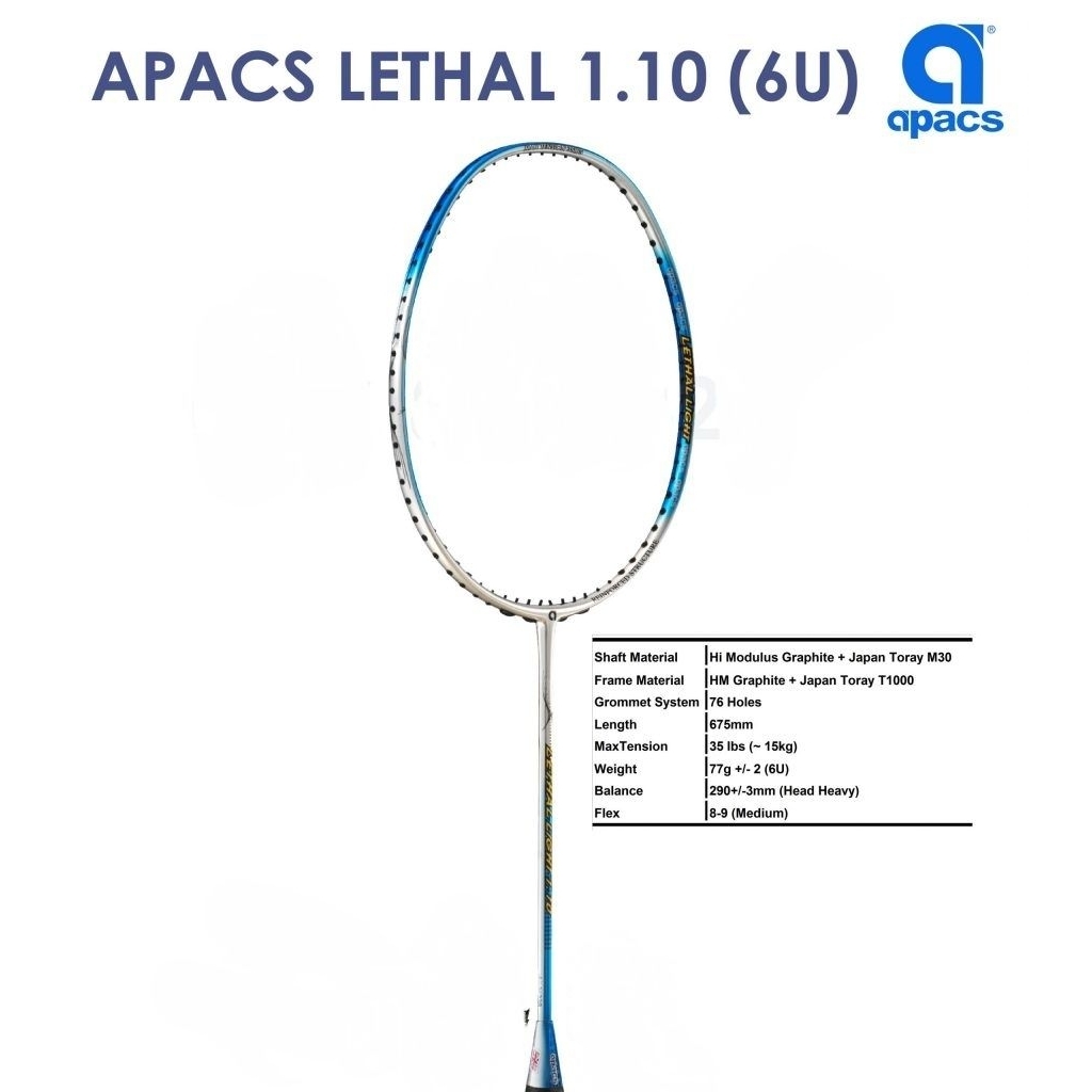 (KHUNG KO CƯỚC) Vợt cầu lông Apacs Lethal Light 1.10 /Apacs Virtuso light  hàng công ty